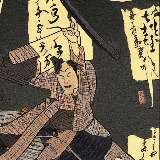 Image similar to the ecstatic reveries of a drunken samurai