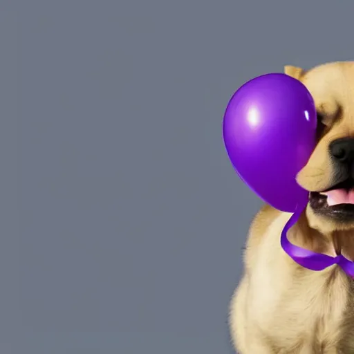 Image similar to a high resolution photograph of a purple balloon animal of a dog