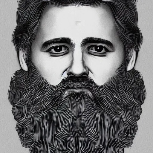 Image similar to art is the creativity of AI. Art of Bearded man