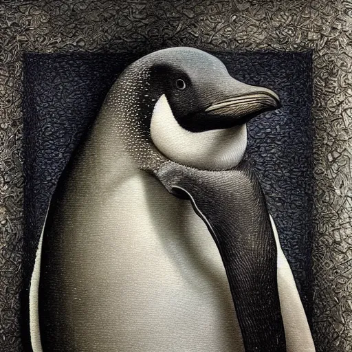 Image similar to “hyperdetailed portrait of a penguin by h.r. Giger”