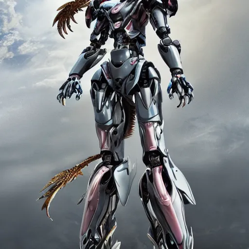 Image similar to a highly detailed close-up, of an awe-inspiring beautiful majestic anthropomorphic humanoid robotic mecha female dragon, with smooth and streamlined armor, standing and posing elegantly, well detailed high quality head with LED eyes, sharp and dangerous sleek design, two arms, two legs, long tail, digital art, artstation, DeviantArt, FurAffinity, professional, sunset lighting