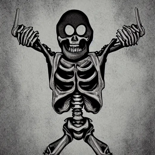 Image similar to screaming skeleton holding a gun