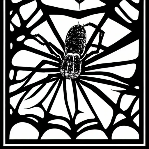 Prompt: spider, black and white, botanical illustration, naturalistic, book illustration, black ink on white paper, bold lines