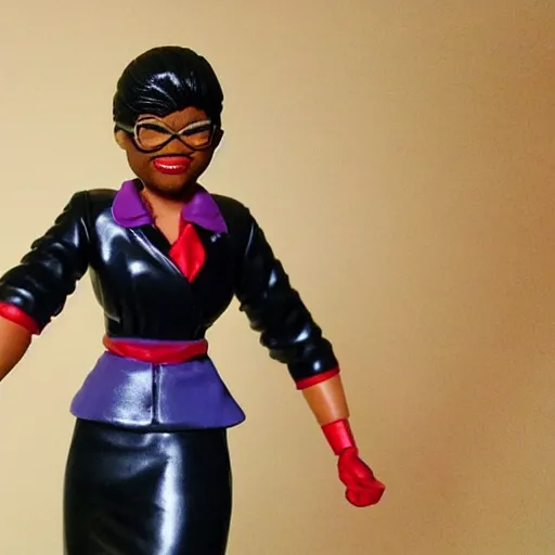 Prompt: maya angelou cosplay elaine brown, stop motion vinyl action figure, plastic, toy, butcher billy style