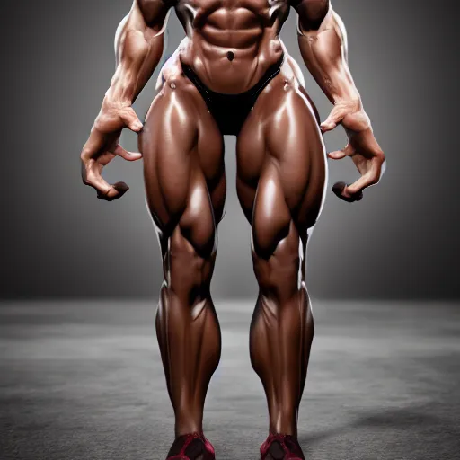 Prompt: female bodybuilder with realistic, proportioned body, muscular, realistic artstyle, wide shot, dramatic lighting, octane render, hyperrealistic, high quality, highly detailed, HD, beautiful, cinematic, 8k, unreal engine, facial accuracy, symmetrical