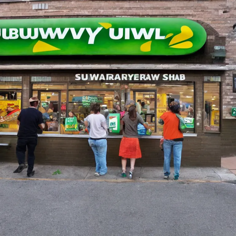 Prompt: subway restauraunt sbubby eef freef