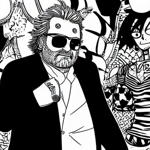 Image similar to beppe grillo in one piece, manga, highly detailed, digital art eichiro oda style, line art