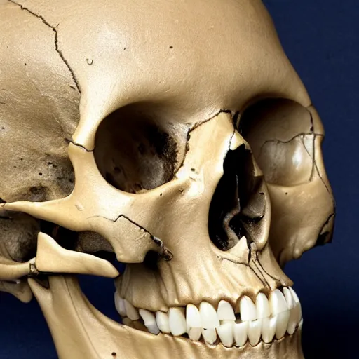 Image similar to a human skull made of only teeth