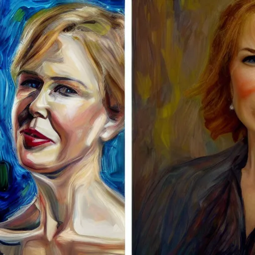 Image similar to of nicole kidman painting in the style of lucien freud