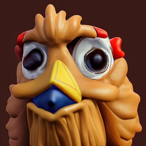 Image similar to breathtaking portrait of a chicken chocolate sculpture, art concept, artstation, sharp focus, toy story style