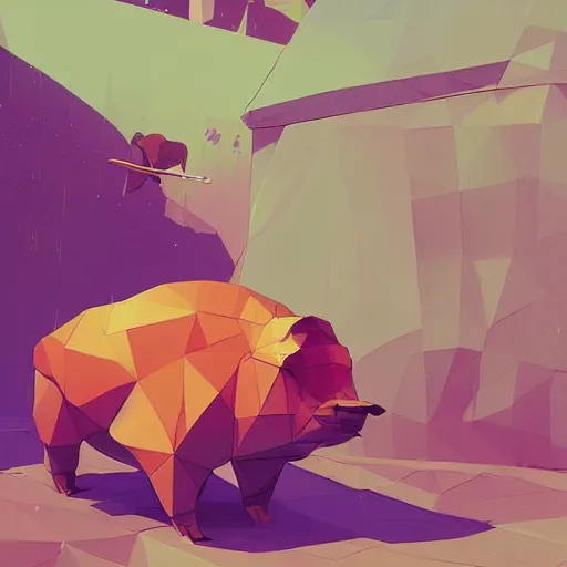 Prompt: a low - poly 3 d render of a capybara, ultra detailed, colorful, cinematic composition by atey ghailan, by greg rutkowski, by greg tocchini, by james gilleard, by joe fenton, by kaethe butcher