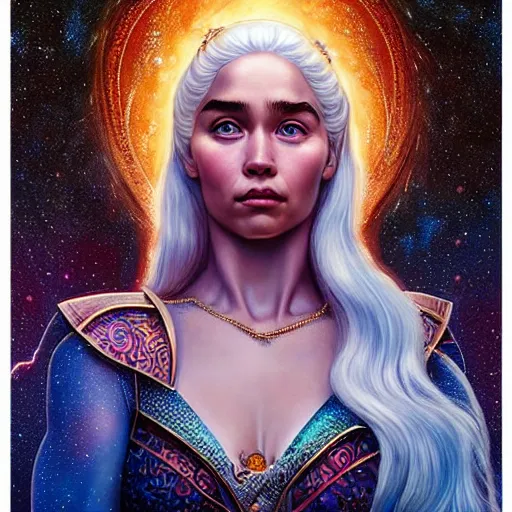 Image similar to cosmic stunning lofi daenerys targaryen portrait, queen of dragons, fire flaming dragon serpent, Pixar style, by Tristan Eaton Stanley Artgerm and Tom Bagshaw.