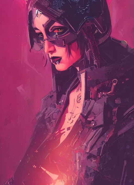 Image similar to portrait of beautifull goth maiden, warhammer, cyberpunk, artstation, art by petros afshar, tom whalen, laurie greasley and greg rutkowski