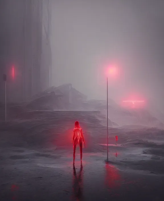 Prompt: surreal romantic prometheus horizontal white exploration base, red lights, building architecture by ruan jia, futuristic blame, white architecture in the beach in iceland, foggy, highly detailed, digital painting, arstation, concept art, hyperealistic octane render, unreal engine