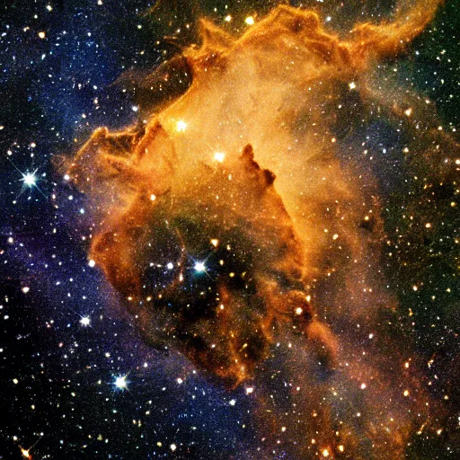 Prompt: hubble telescope image of Nebula in the shape of God