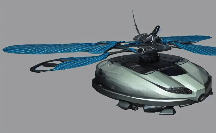 Image similar to dragonfly hovercraft, hard surface, artstation, concept art, 4k, futuristic