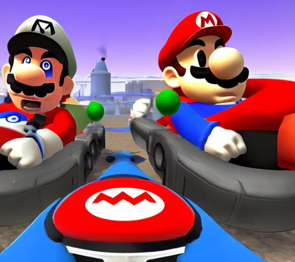 Image similar to team fortress 2 in mario kart 6 4