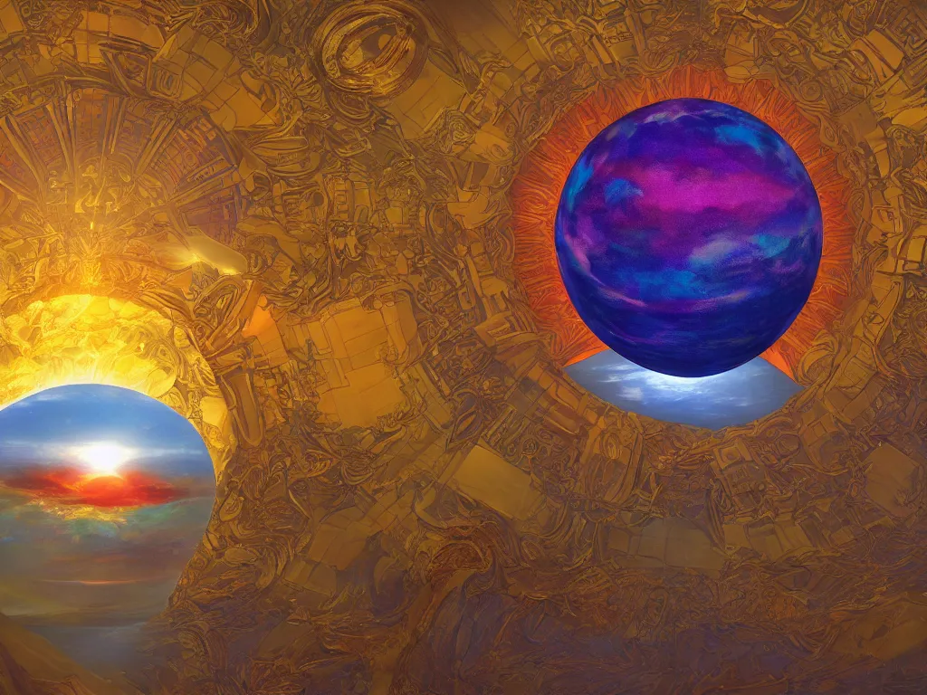 Image similar to the orb of eternity, sunlight study, art nouveau, by frederic edwin church and ( ( ( ( lisa frank ) ) ) ), 8 k, sharp focus, octane render, ( ( ( kauai ) ) )