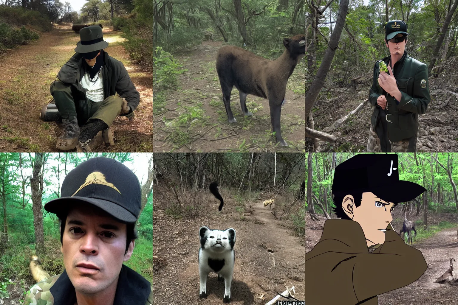 Prompt: Jotaro trail cam