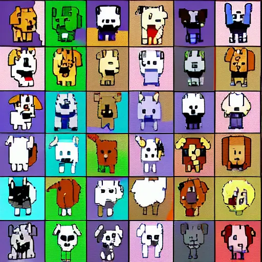 Prompt: dogs in the style ofPokémon sprite sheet 8-bit