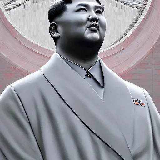 Image similar to kim jong un as christo redentor statue, painting by artgerm, wlop