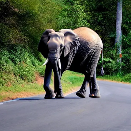 Prompt: an elephant riding a motorcycle