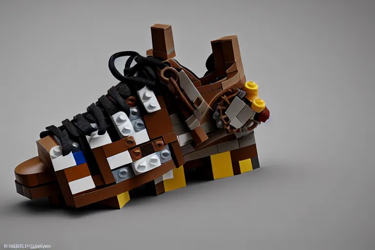 Image similar to sneaker made out of lego, steampunk, sculpture, cinema 4 d, octane render