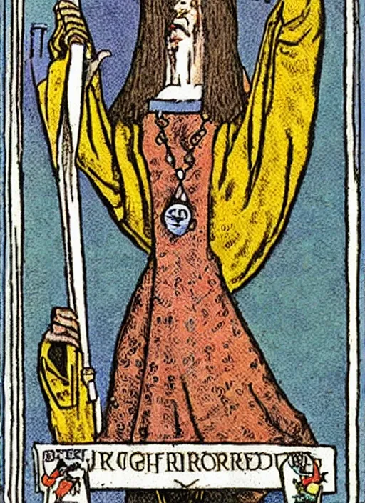 Image similar to Igor Bogdonoff caricature in Thoth tarot deck, style of Lady Frieda Harris,