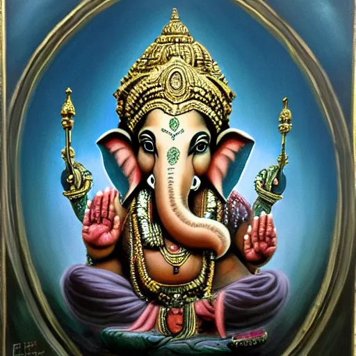 Image similar to Ganesha, elden ring boss, matte painting, detailed, elden ring, oil on canvas