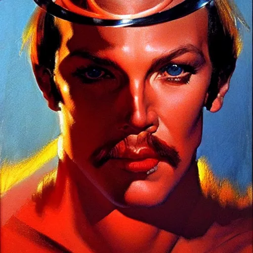 Image similar to portrait soft light, by frank mccarthy and bob peak, inspired by flash gordon, paintbrush, fine,