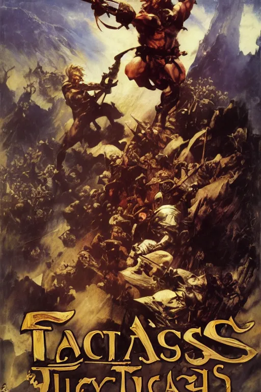Prompt: Movie poster of Tactics Ogre, Highly Detailed, Dramatic, A master piece of storytelling, by frank frazetta, ilya repin, 8k, hd, high resolution print