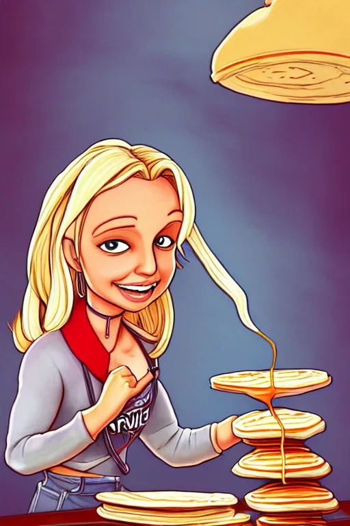 Prompt: britney spears making pancakes, animation pixar style, by pendleton ward, magali villeneuve, artgerm, rob rey and kentaro miura style, golden ratio, trending on art station