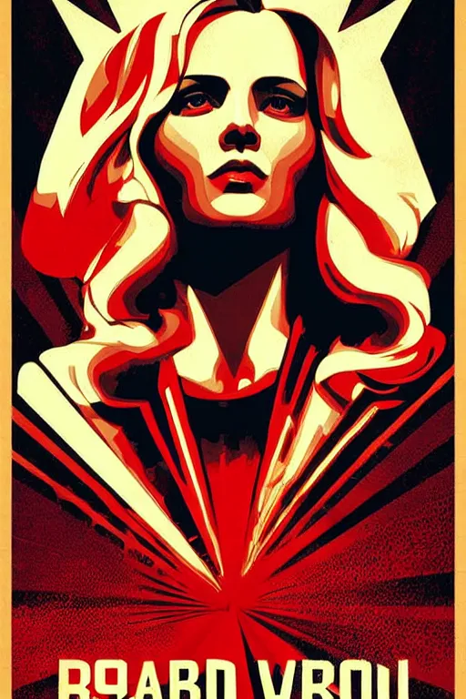 Image similar to beautiful cinematic world war 3 screen printing poster, hybrid from Obey and art direction by Shepard Fairey ;by artgerm; wayne reynolds art station; cinematic quality character render; low angle; ultra high quality model; production quality cinema model;