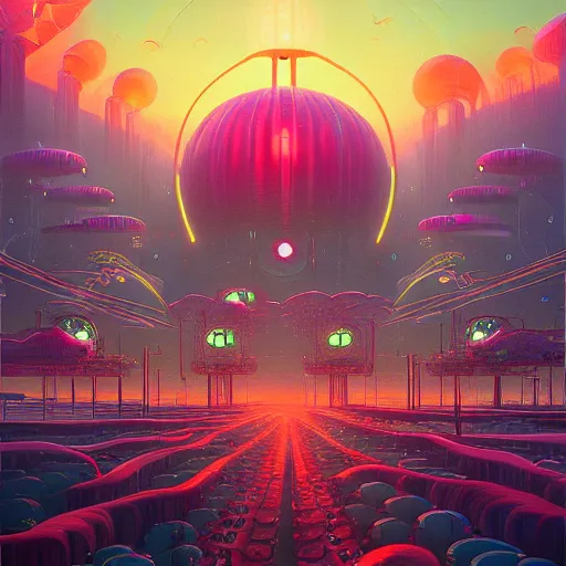 Prompt: beautiful painting of anemone city in the dreams of a mainframe in the style of Simon Stålenhag and H. R. Giger, detailed, trending on Artstation