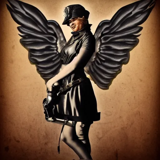 Prompt: dieselpunk angel, digital art