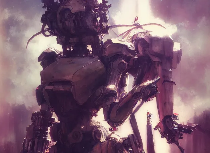 Image similar to anime girl mecha, yandere intricate, elegant, highly detailed, vivid colors, john park, frazetta, sparth, ruan jia, jeffrey catherine jones