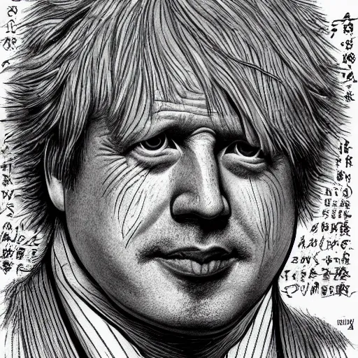 Prompt: boris johnson by kentaro miura, hyper-detailed