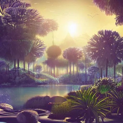 Prompt: beautiful happy picturesque charming organic futuristic sci - fi city in harmony with nature. water and plants. beautiful light. grainy and rough. soft colour scheme. beautiful artistic vector graphic design by lurid. ( 2 0 2 2 )