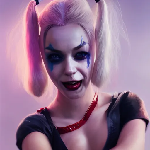 Prompt: a portrait of stunningly beautiful harley quinn, huggy wuggy from poppy playtime video game, fullbody, ultra high detailed, oil painting, greg rutkowski, charlie bowater, yuumei, yanjun cheng, unreal 5, daz, hyperrealistic, octane render, rpg portrait, dynamic lighting, fantasy art, beautiful face