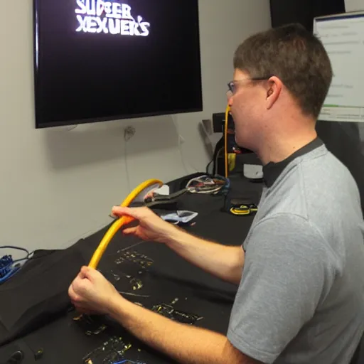 Image similar to Steve from Gamers Nexus showing how to build a super-collider