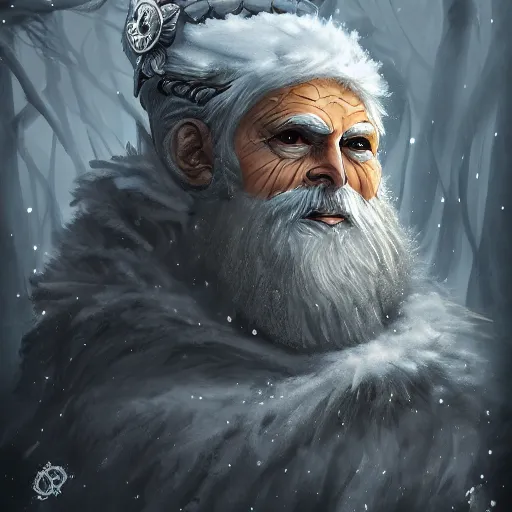 Prompt: auril, god of winter, owl faced crone, digital art, trending on artstation, portrait