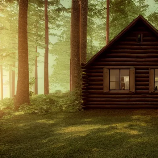 Prompt: a cabin in the woods, octane render