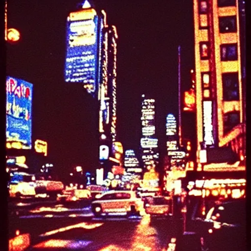 Image similar to Beautiful colored-photo cameraphone 1988 soft Photograph of New York city a night