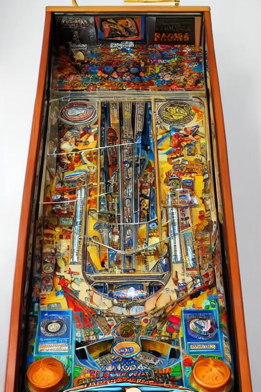 Prompt: amazingly complicated pinball machine, egypt theme