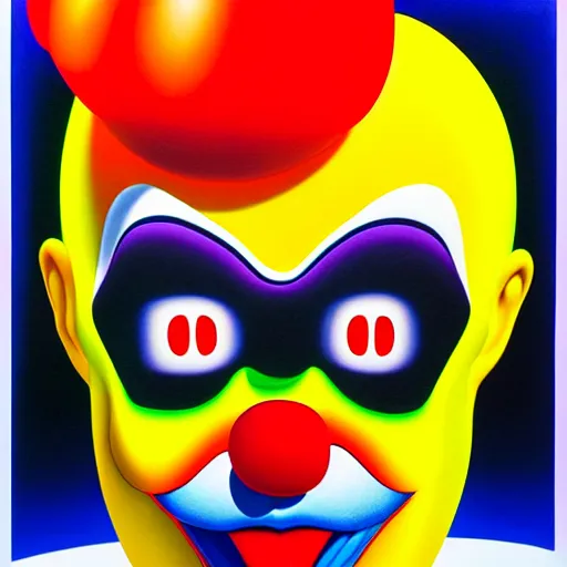 Image similar to angry clown by shusei nagaoka, kaws, david rudnick, airbrush on canvas, pastell colours, cell shaded, 8 k