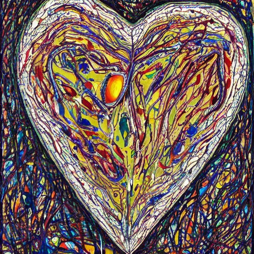 Image similar to anatomical heart in the style of jackson pollock anatomically correct