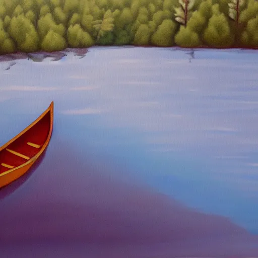 Image similar to painting of a lone canoe floating in a blood river