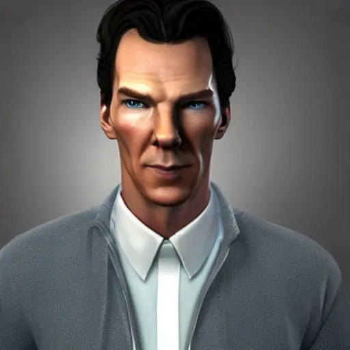 Prompt: a screenshot of benedict cumberbatch in the video game x. 3 d rendering. unreal engine. amazing likeness. very detailed. cartoon caricature - 4