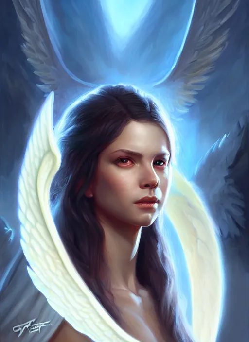 Image similar to a _ fantasy _ style _ portrait _ painting _ of angel, rpg dnd oil _ painting _ unreal _ 5 _ daz. _ rpg _ portrait _ extremely _ detailed _ artgerm _ greg _ rutkowski _ greg