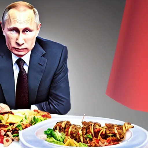 Image similar to Vladimir Putin, skewed on a kebab